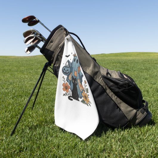 Patchwork Halloween Ghost Black Cat Essential T-Sh Golfhanddoek (Groen)