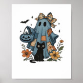 Patchwork Halloween Ghost Black Cat Essential T-Sh Poster (Voorkant)