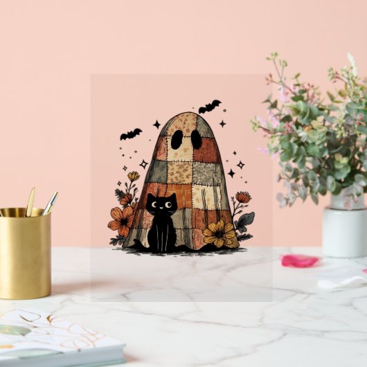 Patchwork Halloween Ghost chat noir Essential T-Sh (Mariage)