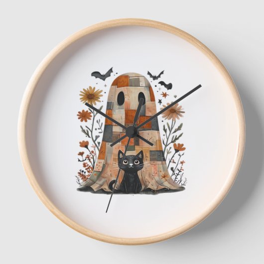 Patchwork Halloween Ghost en Cat, Retro Spooky F (Voorkant)