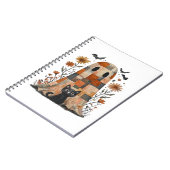 Patchwork Halloween Ghost en Cat, Retro Spooky F Notitieboek (Linkerzijde)
