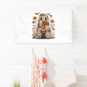 Patchwork Halloween Ghost en Cat, Retro Spooky F Spandoek (Insitu)