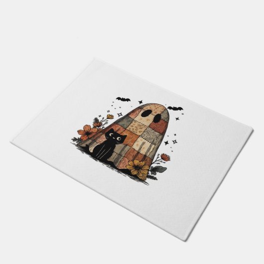 Patchwork Halloween Ghost zwarte kat Essential T-S Deurmat (Schuin)