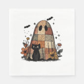 Patchwork Halloween Ghost zwarte kat Essential T-S Servet (Voorkant)