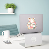 Patchwork Hamster Sticker (Laptop op bureau)