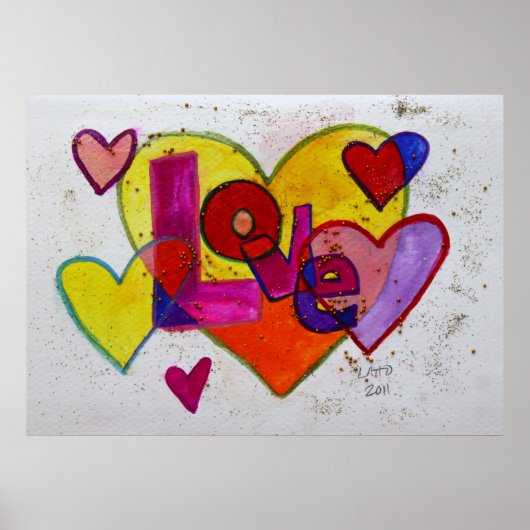 Patchwork Harten Liefde Kunst Schilderij Poster Pr (Voorkant)