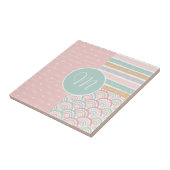 Patchwork Harten Regenbogen - Monogram Keramische Tegeltje (Zijkant)