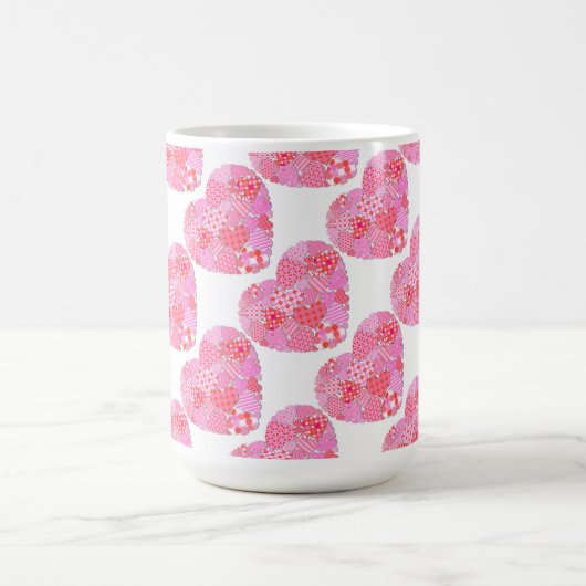 Patchwork Harten witte koffie Mok (Center)