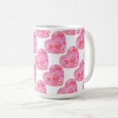 Patchwork Harten witte koffie Mok (Voorkant rechts)