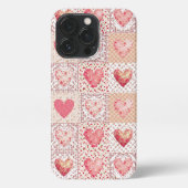 Patchwork hartpatroon iPhone hoesje (Achterkant)