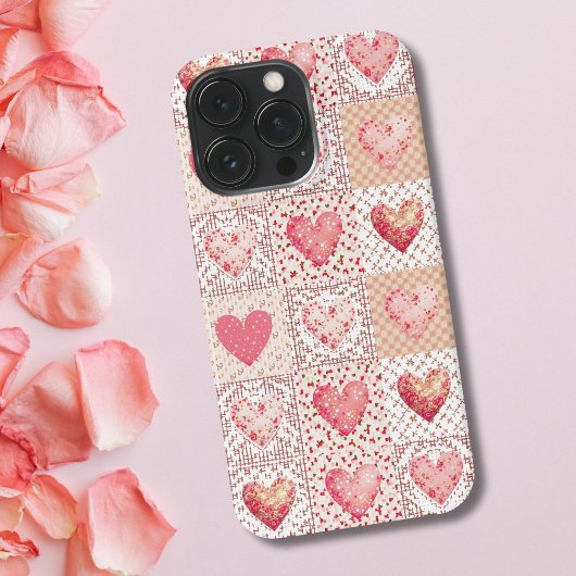 Patchwork hartpatroon iPhone hoesje