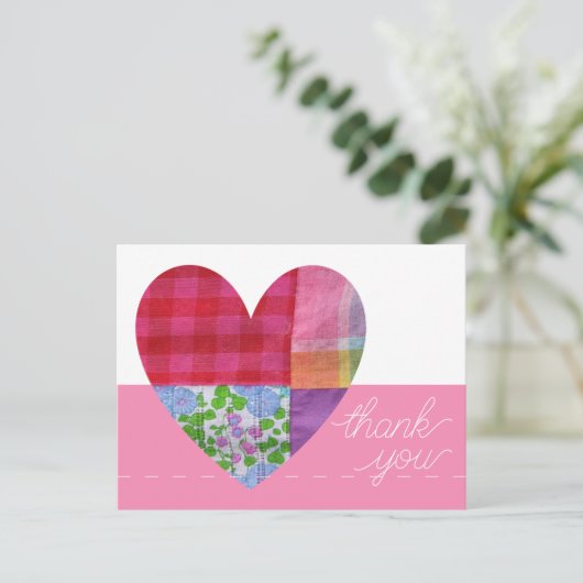 Patchwork Heart Dank je Briefkaart  (Staand voorkant)