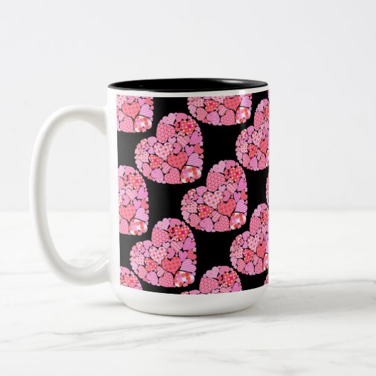 Patchwork Hearts Black Coffee Mok (Links)