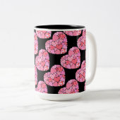 Patchwork Hearts Mug de café noir (Devant droit)