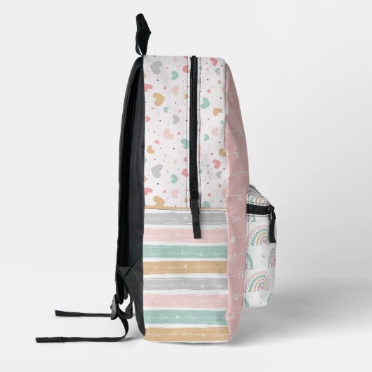 Patchwork Hearts Rainbow Kids Pinted Sac à dos (Gauche)