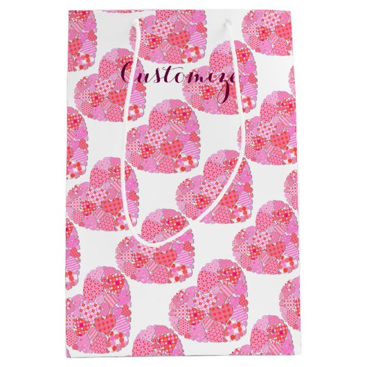 Patchwork Hearts White Cadeau sac (Devant)