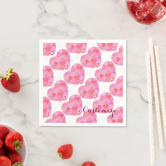 Patchwork Hearts White Napkins Servetten (Insitu)