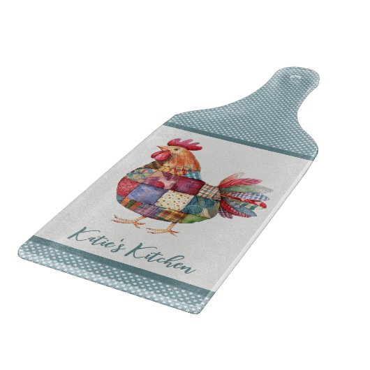 Patchwork Hen en Blue Polka Dots Snijplank (Hoek)