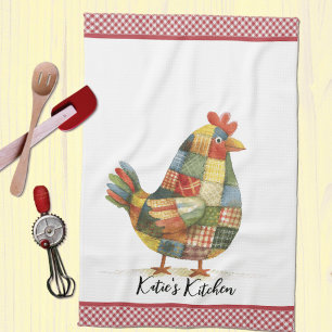 Patchwork Hen en Red Gingham Theedoek