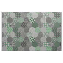 Patchwork Hexagons Green en Grey Stof