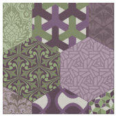 Patchwork Hexagons Paars en Green Stof (Close Up)