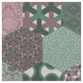 Patchwork Hexagons Raspberry en Pine Stof (Close Up)