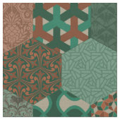 Patchwork Hexagons Rust en Pine Stof (Close Up)