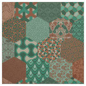 Patchwork Hexagons Rust en Pine Stof (Swatch)