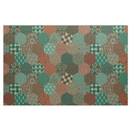 Patchwork Hexagons Rust en Pine Stof