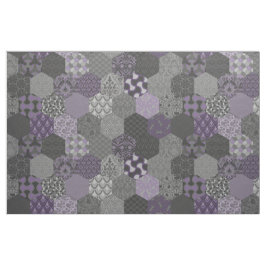 Patchwork Hexagons Violet en grijs Stof