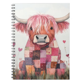 Patchwork Highland Koe Valentijn Notitieboek
