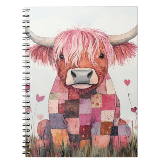 Patchwork Highland Koe Valentijn Notitieboek