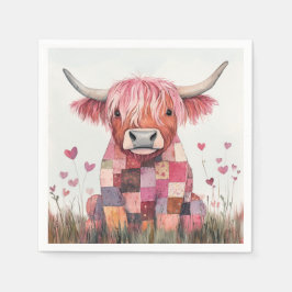 Patchwork Highland Koe Valentijn Servet