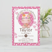 Patchwork Hippo Child's Pink Birthday Kaart (Staand voorkant)