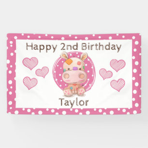 Patchwork Hippo Child's Pink Birthday Spandoek
