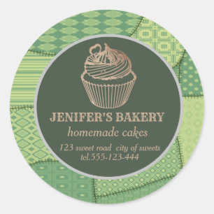 Patchwork Homemade cupcakes en snoepjes Ronde Sticker