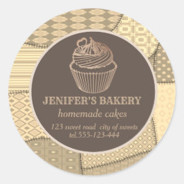 Patchwork Homemade cupcakes en snoepjes Ronde Sticker