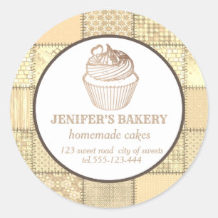 Patchwork Homemade cupcakes en snoepjes Ronde Sticker