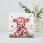 Patchwork Hoogland Koe Valentijn Feestdagenkaart (Staand voorkant)