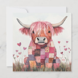 Patchwork Hoogland Koe Valentijn Feestdagenkaart