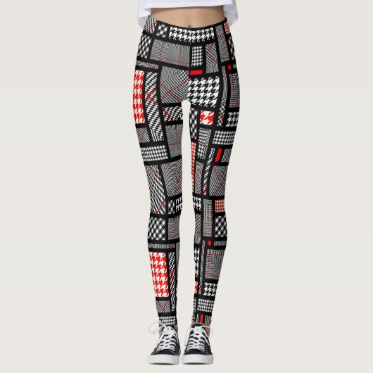Patchwork Houndstooth Leggings (Voorkant)