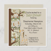 Patchwork in Greens Baby shower Invitation (Devant / Derrière)