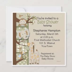 Patchwork in Greens Baby shower Invitation