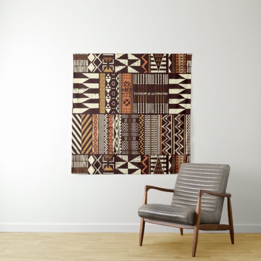Patchwork in stamweefsel van Afrikaanse stijl abst Wandkleed (In Situ (horizontaal))