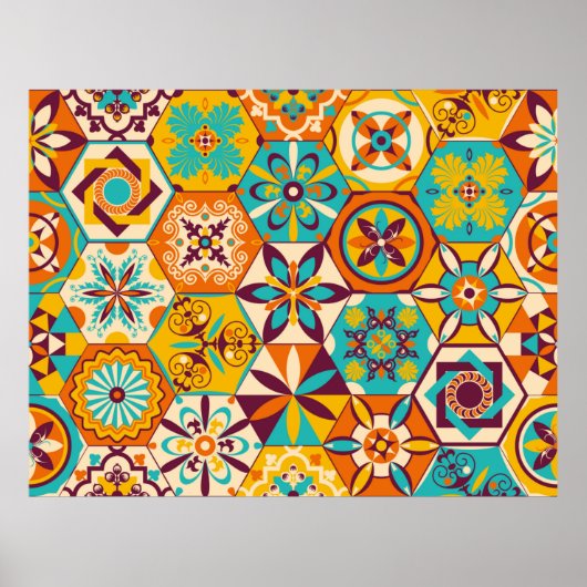 patchwork-kantelpatroon.  decoratief poster (Voorkant)