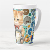 Patchwork-Kat Latte Mok (Rechterhoek)