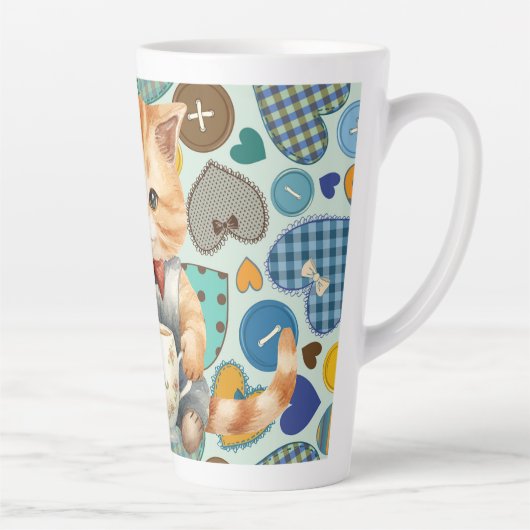 Patchwork-Kat Latte Mok (Rechts)