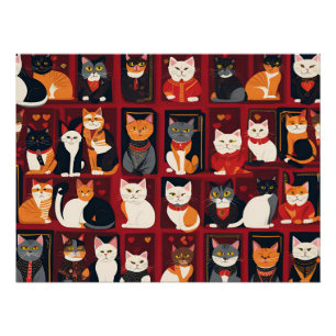 patchwork katten AI kunst poster Perfect Poster