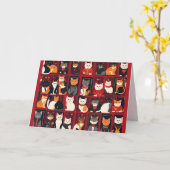 patchwork katten AI kunst wenskaart Kaart (Gele Bloem)