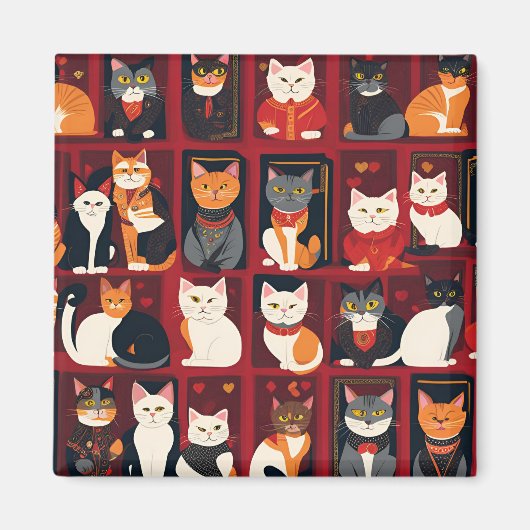 patchwork katten AI kunstmagneet Magneet (Voorkant)